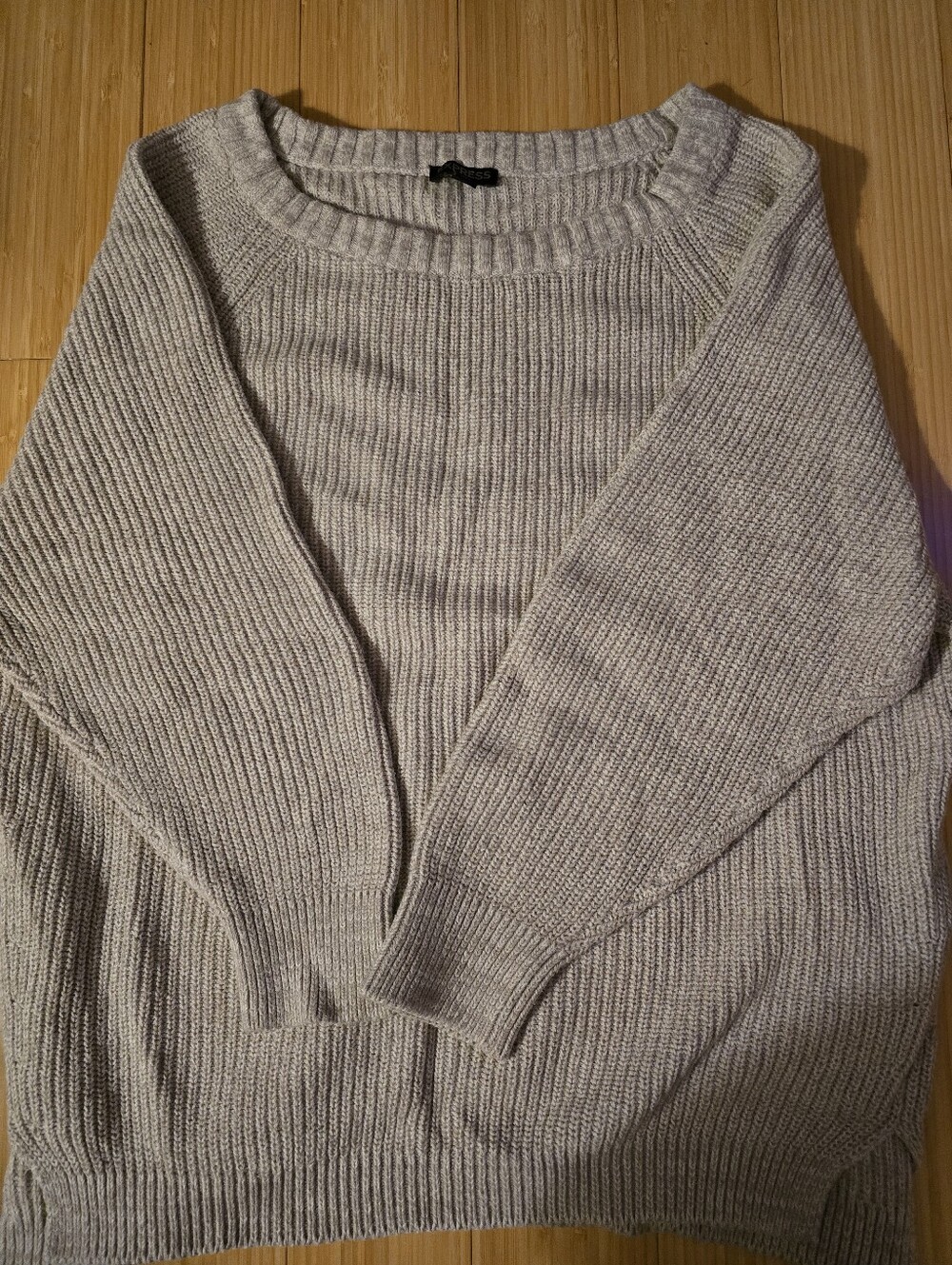 Express Light Gray Cotton Blend Crewneck Sweater S